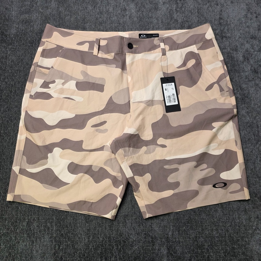 Oakley Hybrid Shorts Mens 40‎ Camo Brown Desert 9" Inseam Regular Fit Camouflage